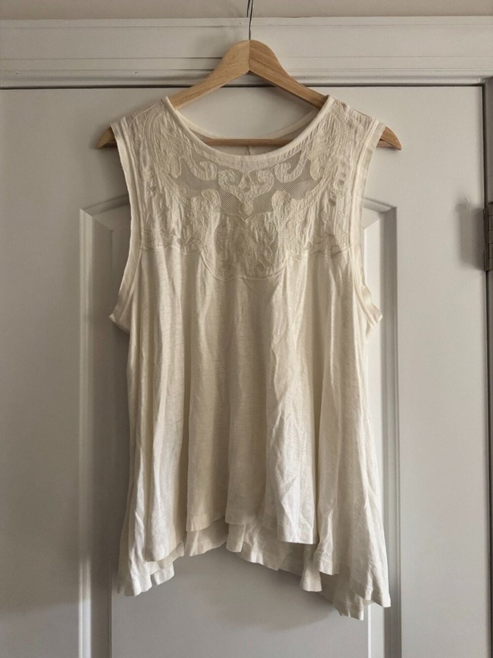Free People Cream Embroidered Sleeveless Tank - Picture 2 of 7